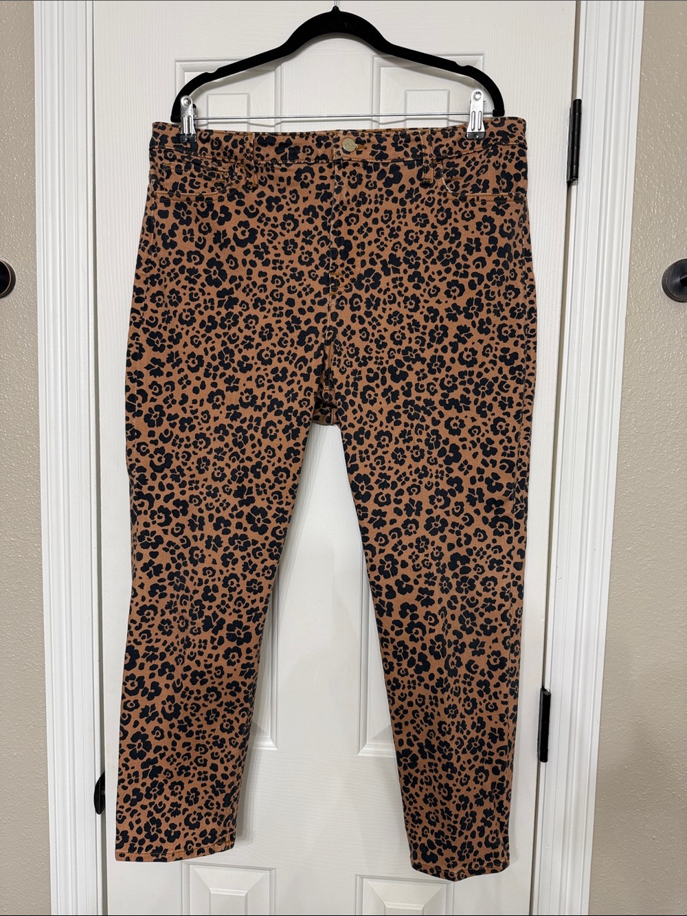 Jen 7 Ankle Skinny Jeans in Leopard Trim